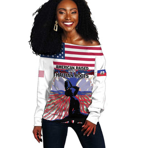 Afro Haiti Heritage Month 2025 Off Shoulder Sweater American Raised With Haitian Roots