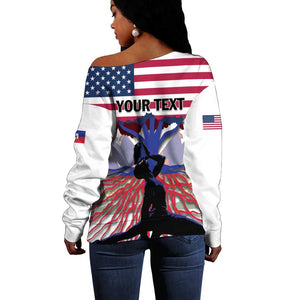 Afro Haiti Heritage Month 2025 Off Shoulder Sweater American Raised With Haitian Roots