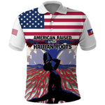 Afro Haiti Heritage Month 2025 Polo Shirt American Raised With Haitian Roots