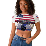 Afro Haiti Heritage Month 2025 Raglan Cropped T shirt American Raised With Haitian Roots