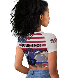 Afro Haiti Heritage Month 2025 Raglan Cropped T shirt American Raised With Haitian Roots