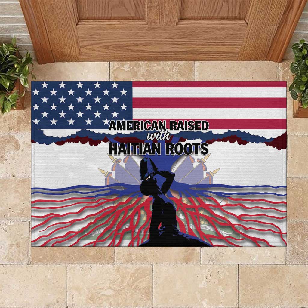 Afro Haiti Heritage Month 2025 Rubber Doormat American Raised With Haitian Roots