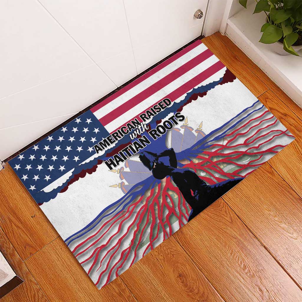 Afro Haiti Heritage Month 2025 Rubber Doormat American Raised With Haitian Roots