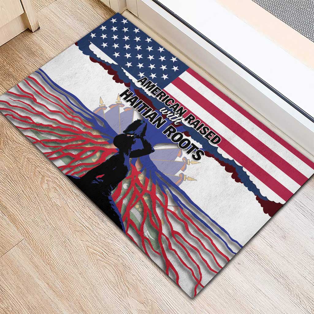 Afro Haiti Heritage Month 2025 Rubber Doormat American Raised With Haitian Roots