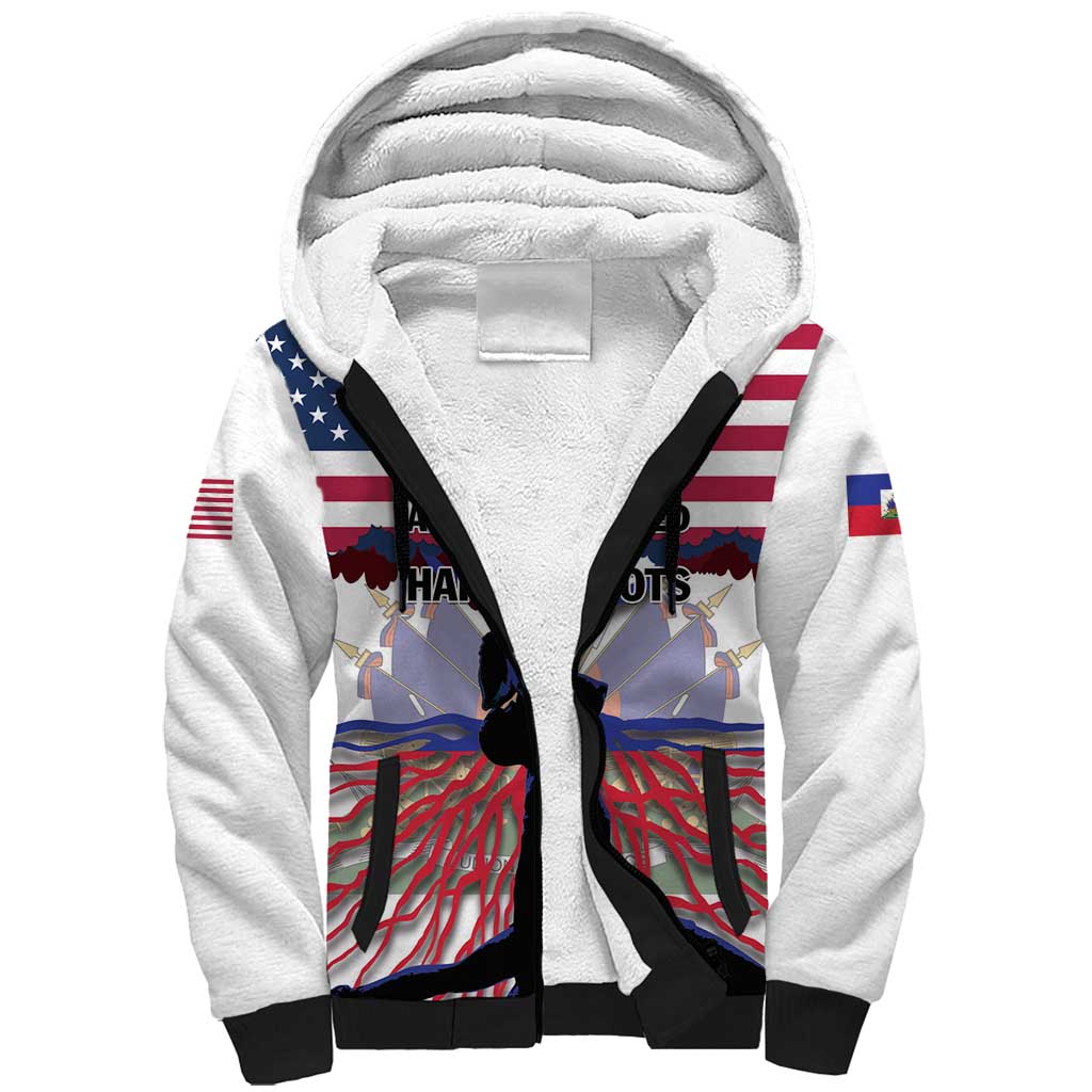 Afro Haiti Heritage Month 2025 Sherpa Hoodie American Raised With Haitian Roots