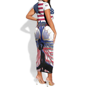 Afro Haiti Heritage Month 2025 Short Sleeve Bodycon Dress American Raised With Haitian Roots