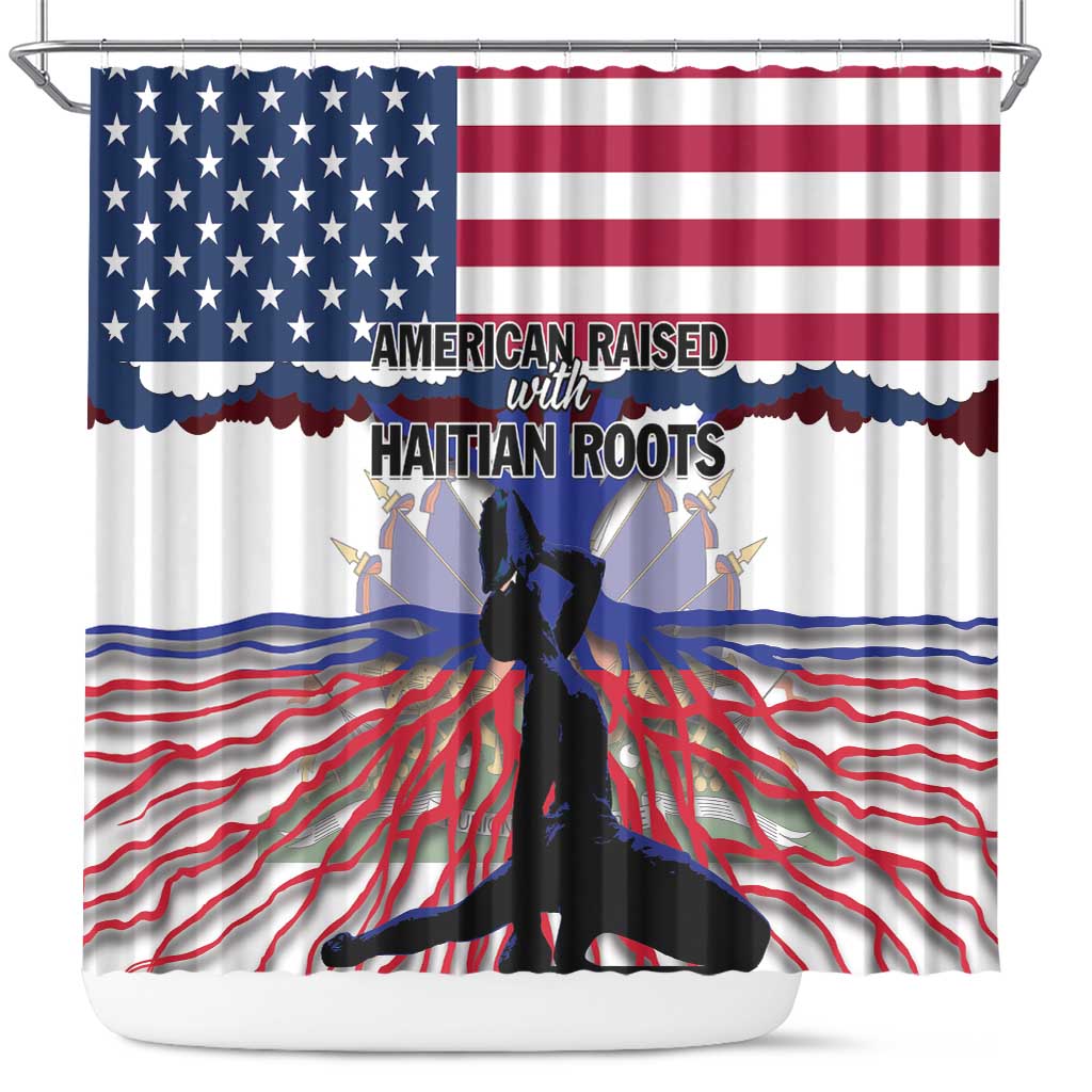 Afro Haiti Heritage Month 2025 Shower Curtain American Raised With Haitian Roots