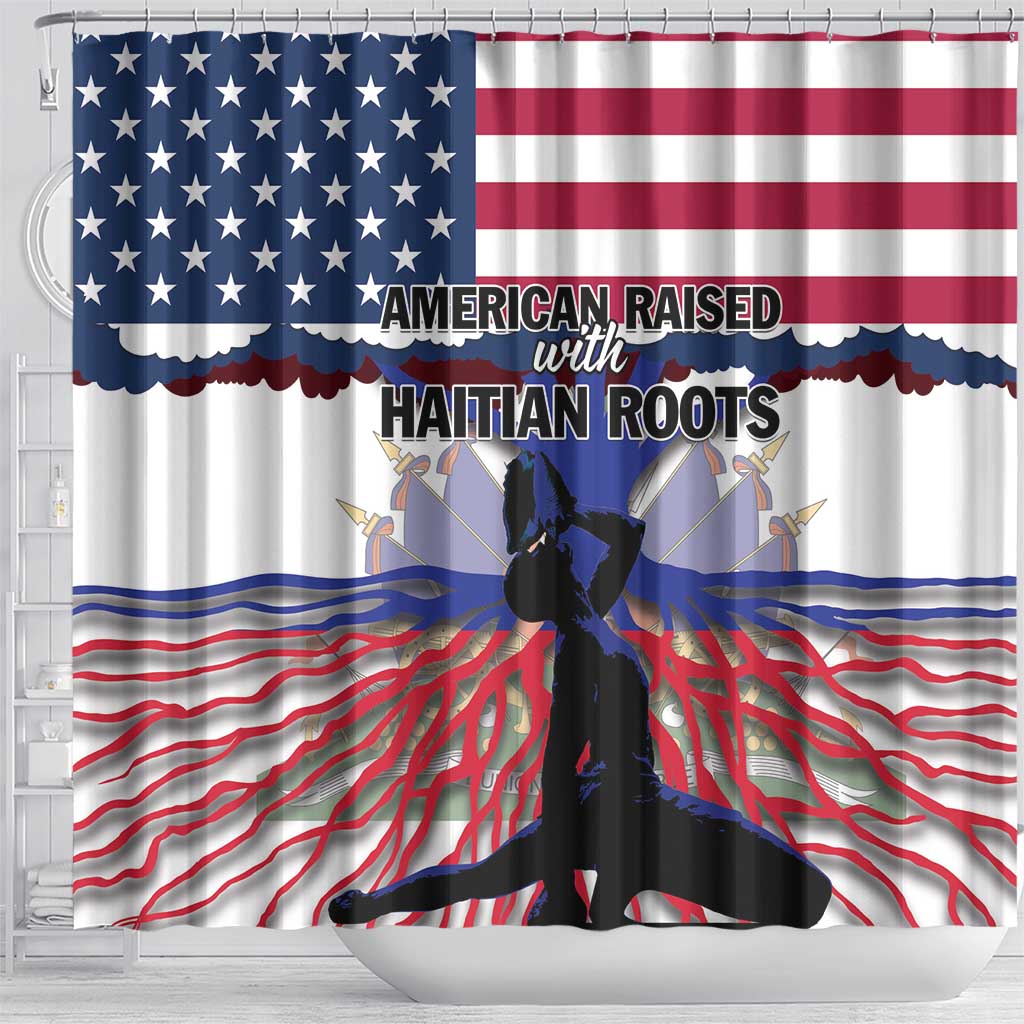 Afro Haiti Heritage Month 2025 Shower Curtain American Raised With Haitian Roots