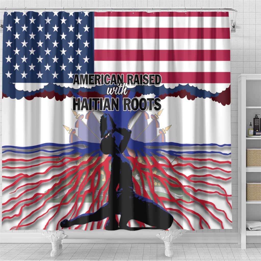 Afro Haiti Heritage Month 2025 Shower Curtain American Raised With Haitian Roots