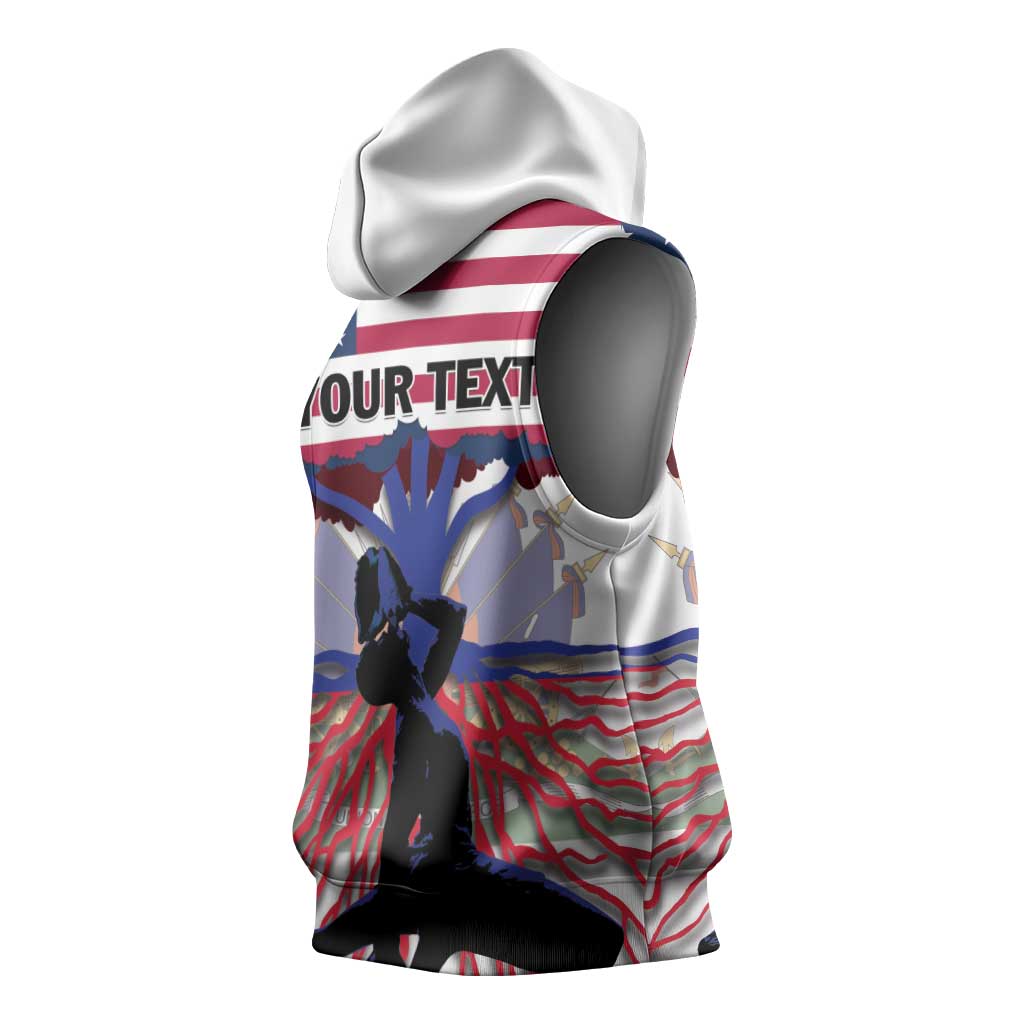 Afro Haiti Heritage Month 2025 Sleeveless Hoodie American Raised With Haitian Roots - African Pride