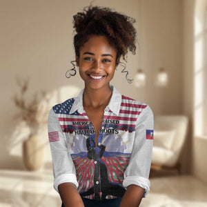 Afro Haiti Heritage Month 2025 Women Casual Shirt American Raised With Haitian Roots