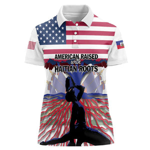 Afro Haiti Heritage Month 2025 Women Polo Shirt American Raised With Haitian Roots