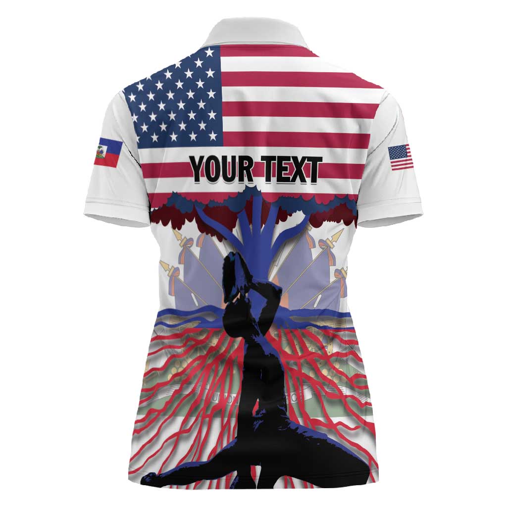 Afro Haiti Heritage Month 2025 Women Polo Shirt American Raised With Haitian Roots