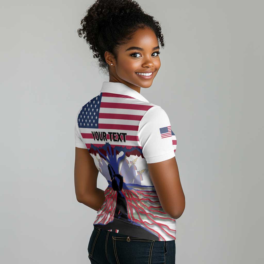 Afro Haiti Heritage Month 2025 Women Polo Shirt American Raised With Haitian Roots