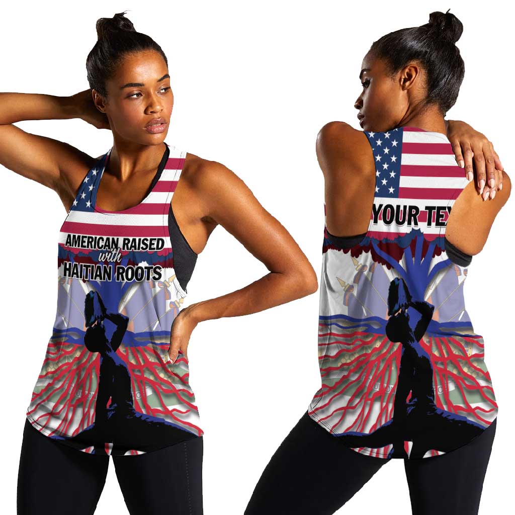Afro Haiti Heritage Month 2025 Women Racerback Tank American Raised With Haitian Roots