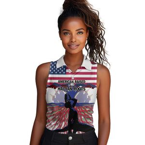 Afro Haiti Heritage Month 2025 Women Sleeveless Polo Shirt American Raised With Haitian Roots