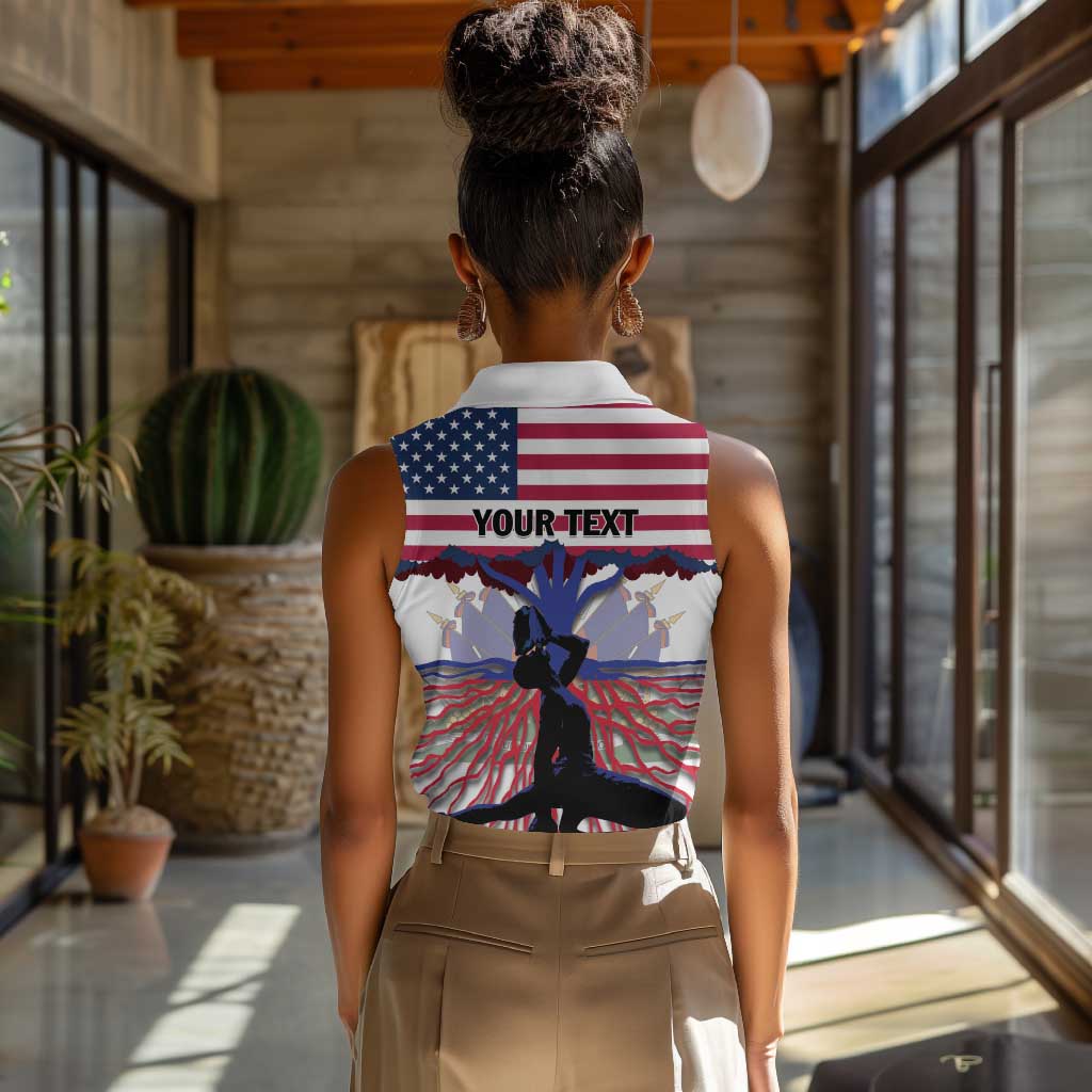 Afro Haiti Heritage Month 2025 Women Sleeveless Polo Shirt American Raised With Haitian Roots