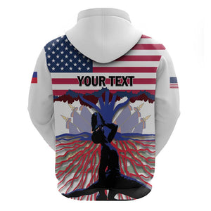 Afro Haiti Heritage Month 2025 Zip Hoodie American Raised With Haitian Roots