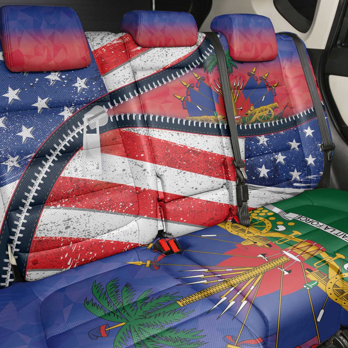 Haitian Americans Zipper Stylized Back Car Seat Cover Haiti Heritage Month 2025