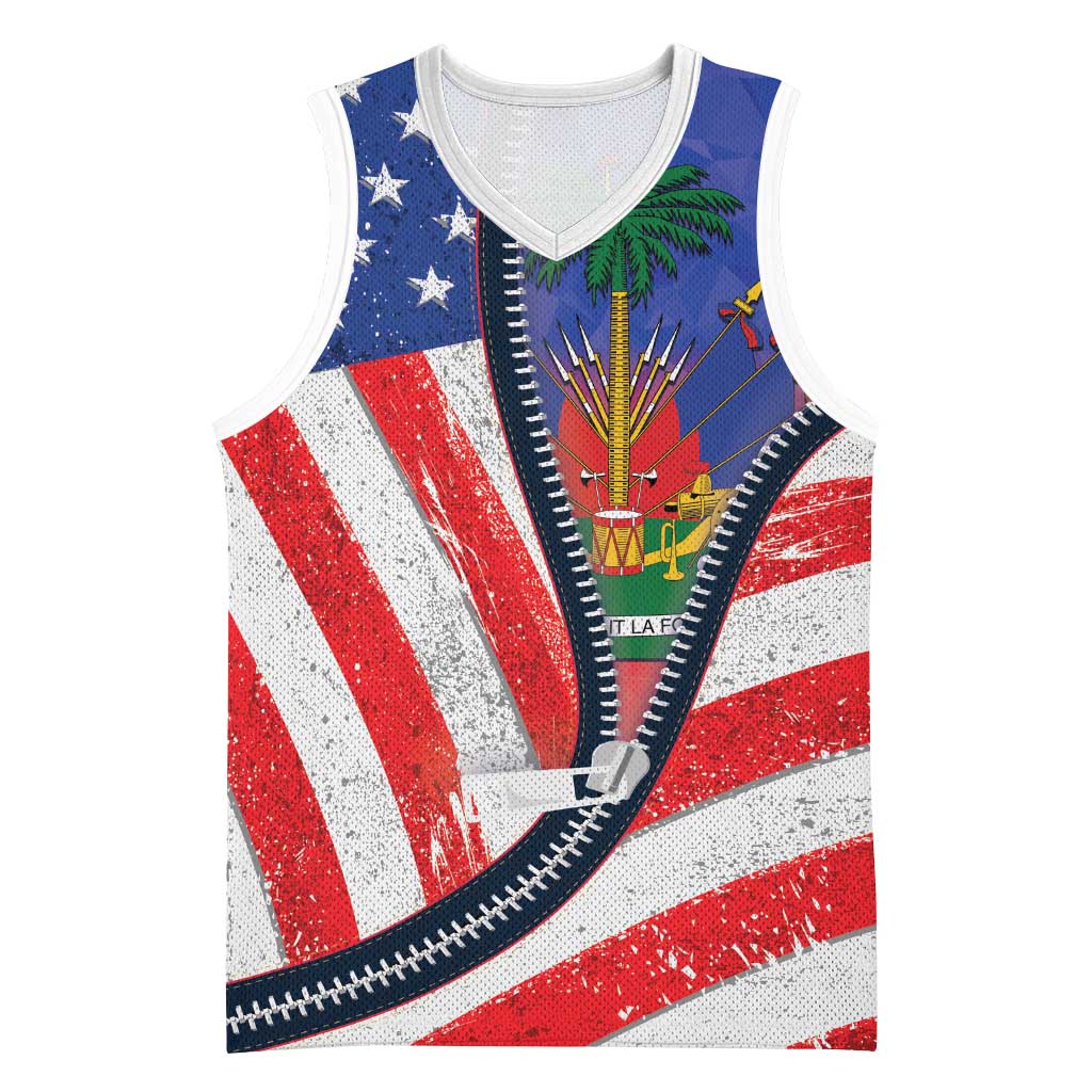 Haitian Americans Zipper Stylized Basketball Jersey Haiti Heritage Month 2025 - African Pride