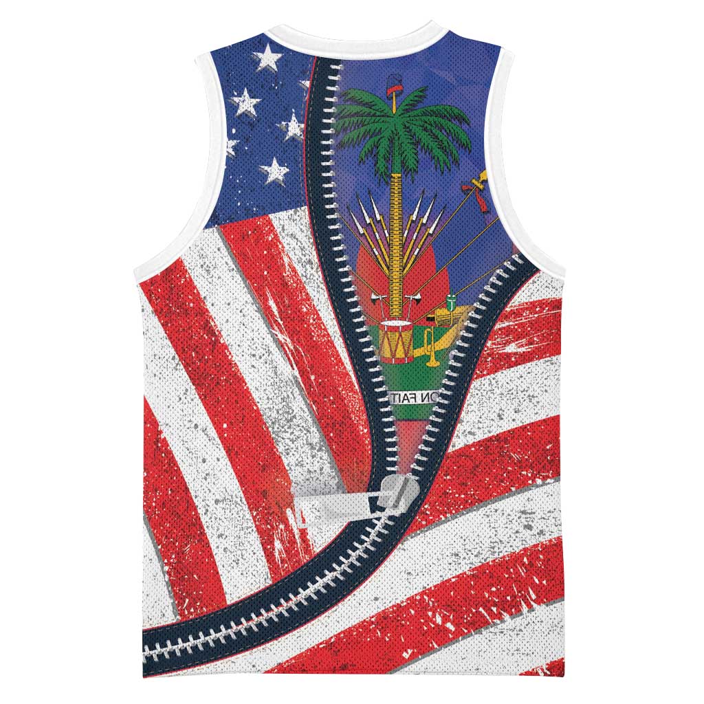 Haitian Americans Zipper Stylized Basketball Jersey Haiti Heritage Month 2025 - African Pride