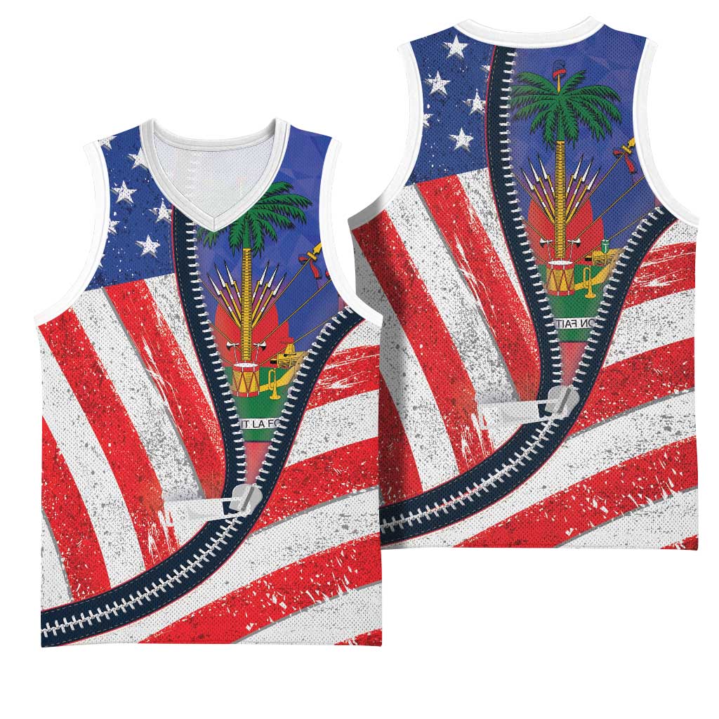 Haitian Americans Zipper Stylized Basketball Jersey Haiti Heritage Month 2025 - African Pride