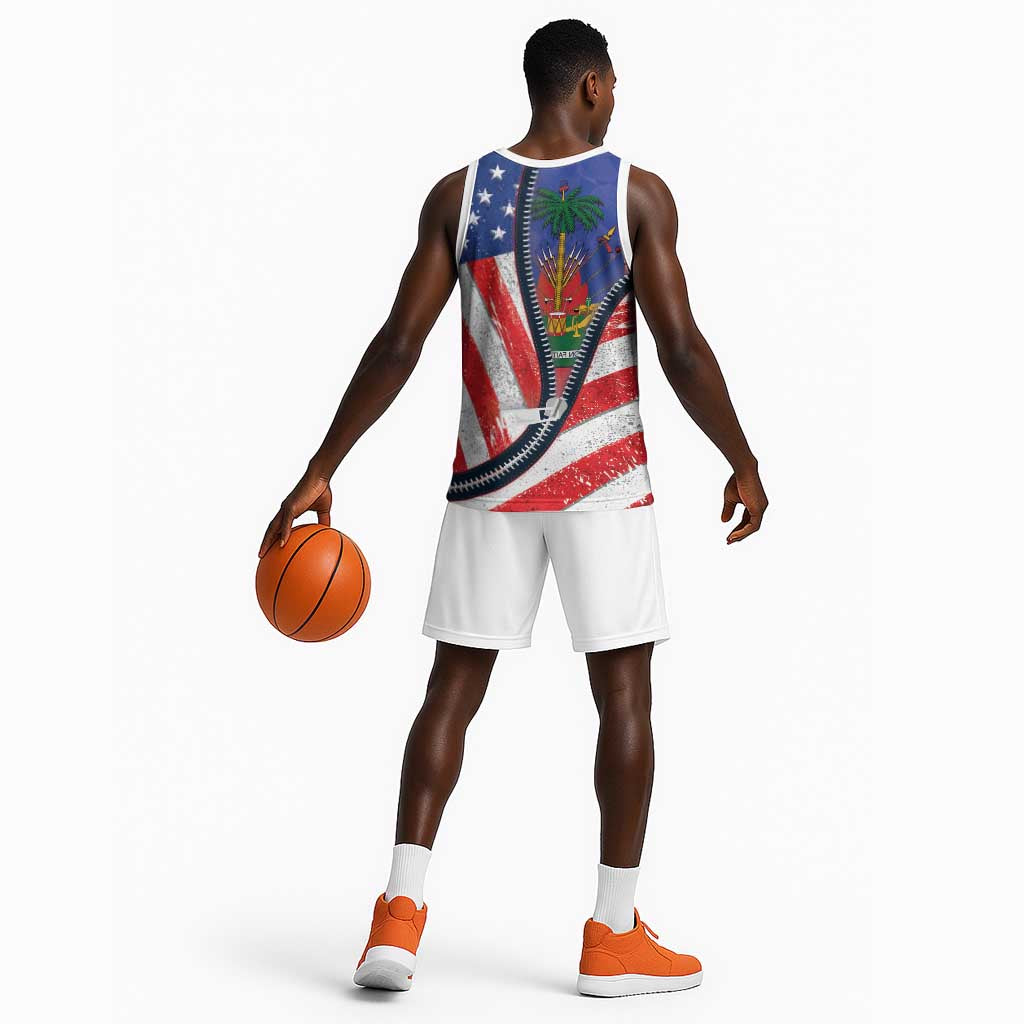 Haitian Americans Zipper Stylized Basketball Jersey Haiti Heritage Month 2025 - African Pride