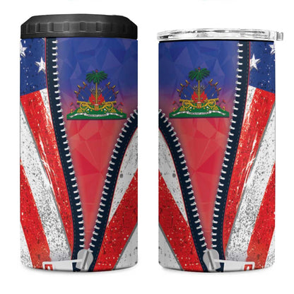 Haitian Americans Zipper Stylized 4 in 1 Can Cooler Tumbler Haiti Heritage Month 2025