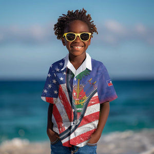 Haitian Americans Zipper Stylized Kid Hawaiian Shirt Haiti Heritage Month 2025