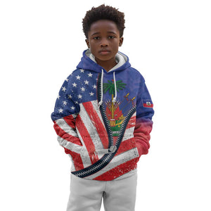 Haitian Americans Zipper Stylized Kid Hoodie Haiti Heritage Month 2025