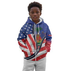 Haitian Americans Zipper Stylized Kid Hoodie Haiti Heritage Month 2025