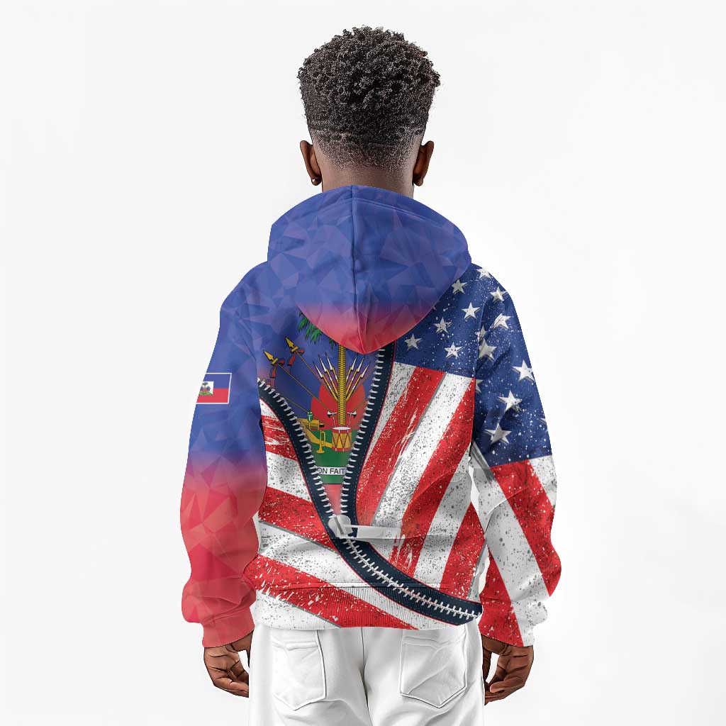 Haitian Americans Zipper Stylized Kid Hoodie Haiti Heritage Month 2025