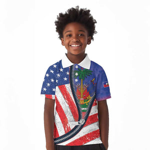 Haitian Americans Zipper Stylized Kid Polo Shirt Haiti Heritage Month 2025