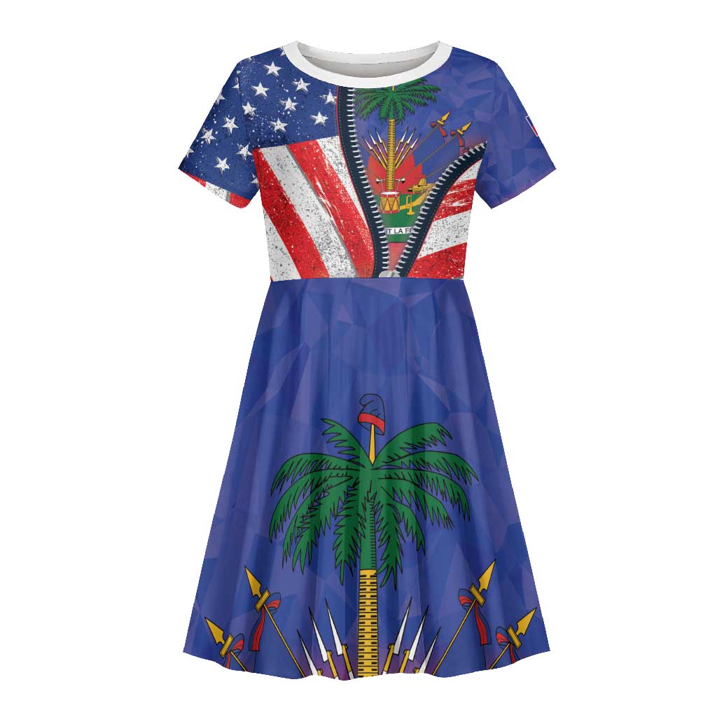 Haitian Americans Zipper Stylized Kid Short Sleeve Dress Haiti Heritage Month 2025