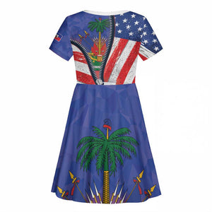 Haitian Americans Zipper Stylized Kid Short Sleeve Dress Haiti Heritage Month 2025