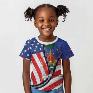 Haitian Americans Zipper Stylized Kid T shirt Haiti Heritage Month 2025