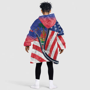 Haitian Americans Zipper Stylized Kid Wearable Blanket Hoodie Haiti Heritage Month 2025