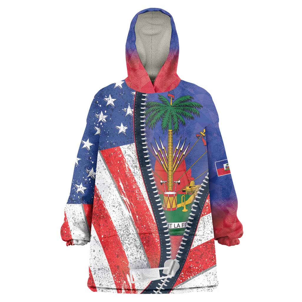 Haitian Americans Zipper Stylized Kid Wearable Blanket Hoodie Haiti Heritage Month 2025