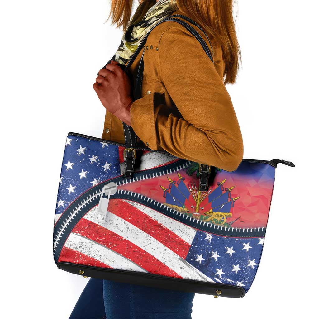 Haitian Americans Zipper Stylized Leather Tote Bag Haiti Heritage Month 2025