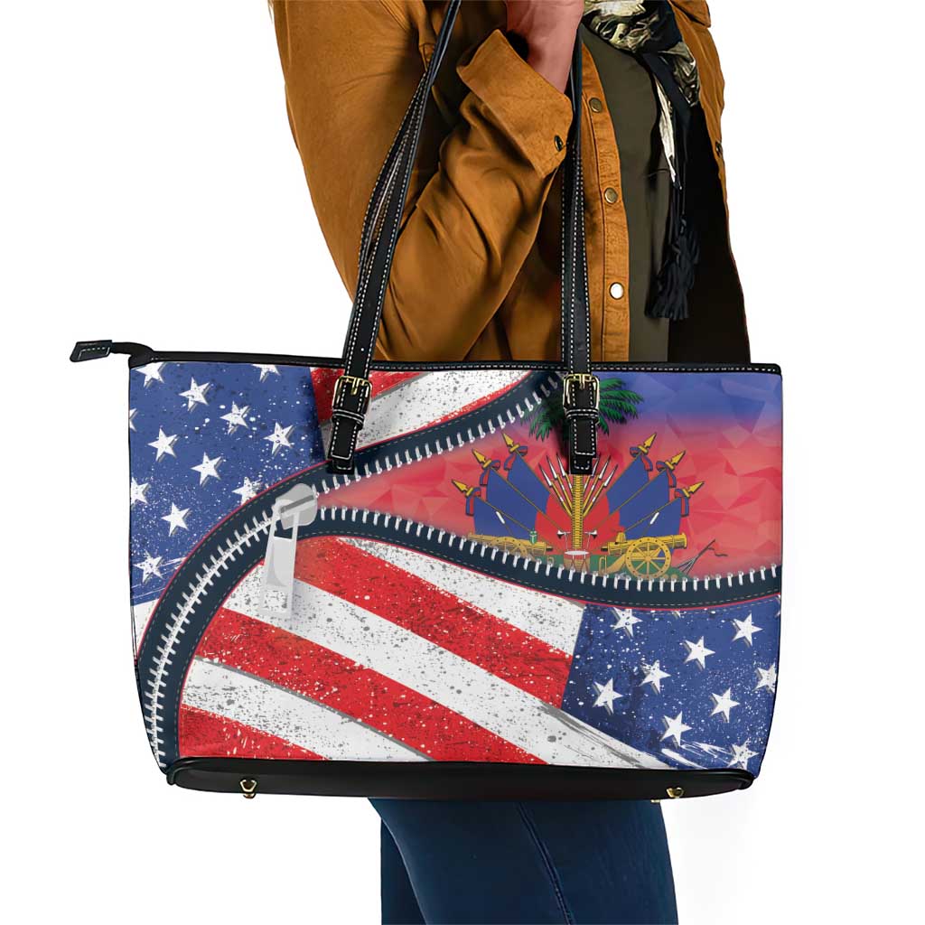Haitian Americans Zipper Stylized Leather Tote Bag Haiti Heritage Month 2025