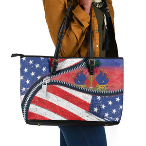 Haitian Americans Zipper Stylized Leather Tote Bag Haiti Heritage Month 2025