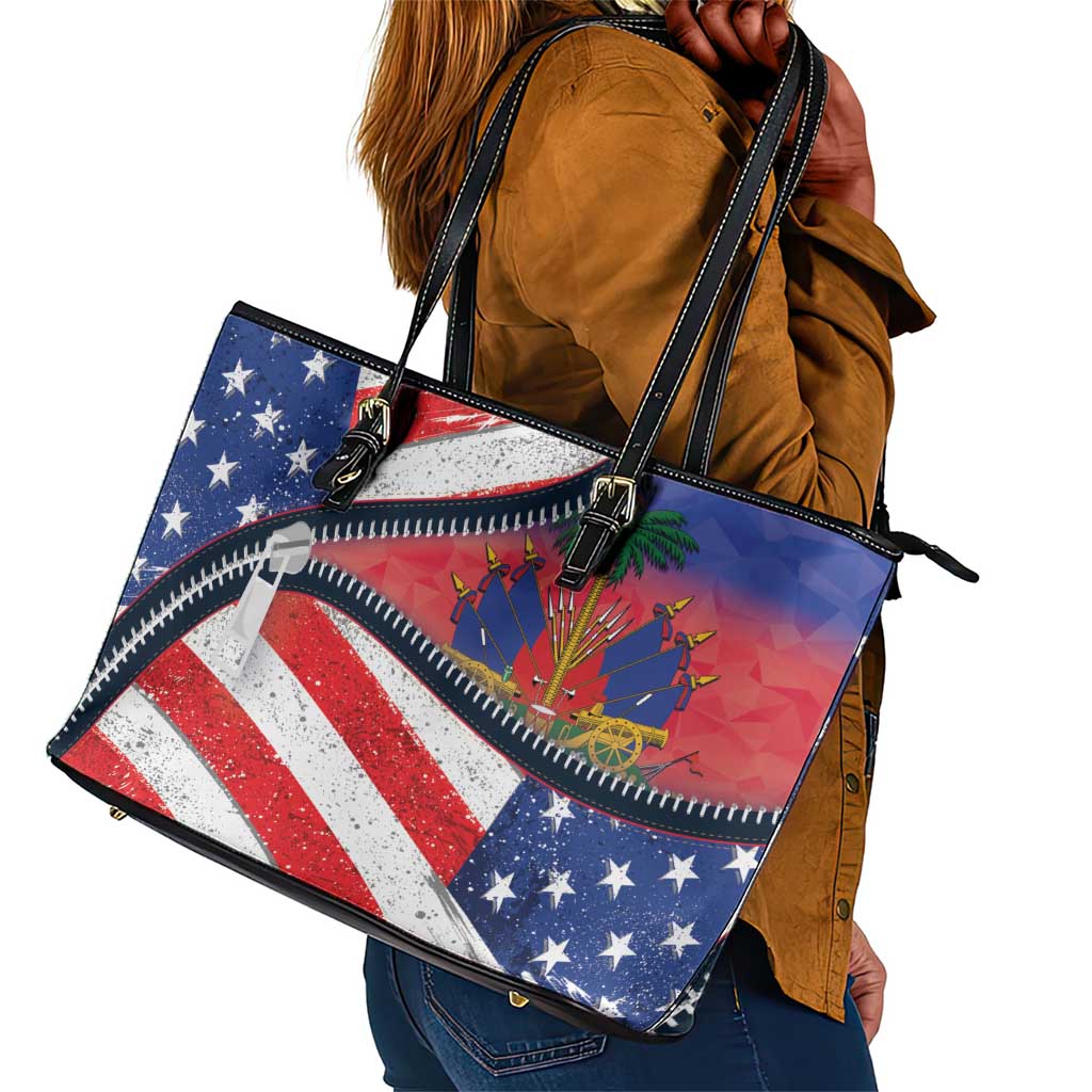 Haitian Americans Zipper Stylized Leather Tote Bag Haiti Heritage Month 2025