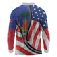 Haitian Americans Zipper Stylized Long Sleeve Polo Shirt Haiti Heritage Month 2025