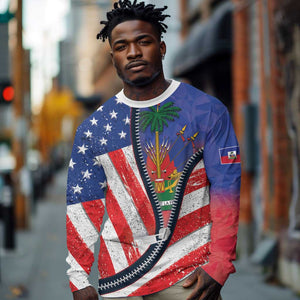 Haitian Americans Zipper Stylized Long Sleeve Shirt Haiti Heritage Month 2025