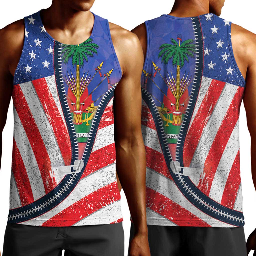 Haitian Americans Zipper Stylized Men Tank Top Haiti Heritage Month 2025