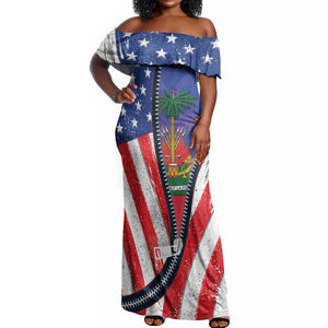 Haitian Americans Zipper Stylized Off Shoulder Maxi Dress Haiti Heritage Month 2025