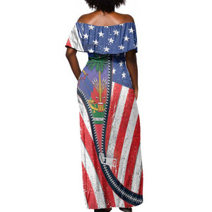 Haitian Americans Zipper Stylized Off Shoulder Maxi Dress Haiti Heritage Month 2025