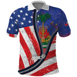 Haitian Americans Zipper Stylized Polo Shirt Haiti Heritage Month 2025