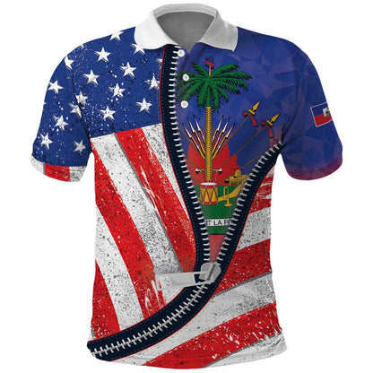 Haitian Americans Zipper Stylized Polo Shirt Haiti Heritage Month 2025