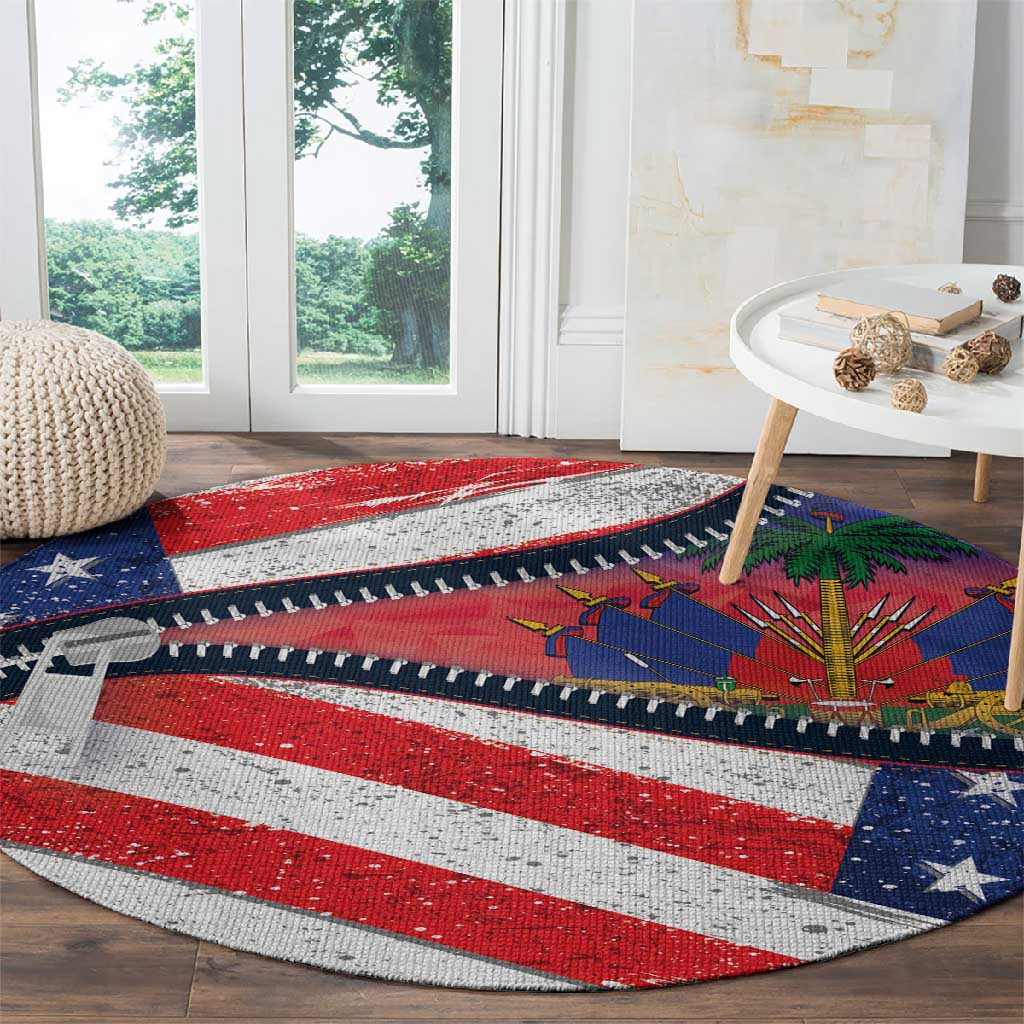 Haitian Americans Zipper Stylized Round Carpet Haiti Heritage Month 2025